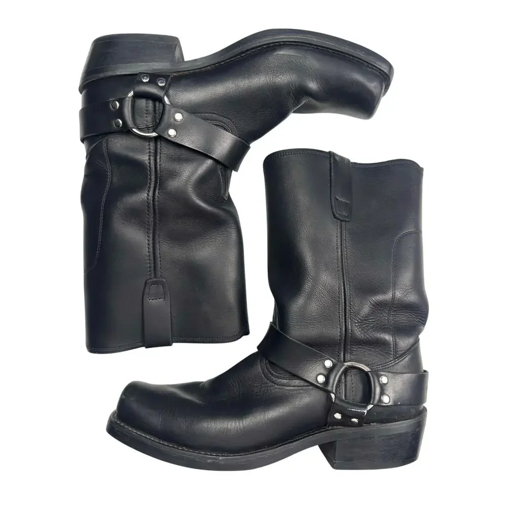 Durango | Men | Oiled Black Harness Biker Full Grain Leather Boots | Sz 11.5 EE
